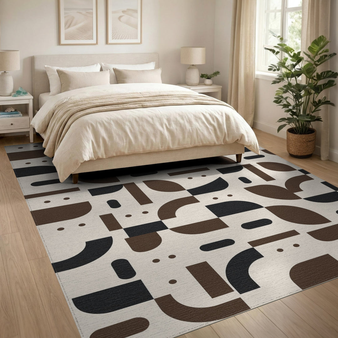 Brown Geometric Modern Brown and Tan Area Rug