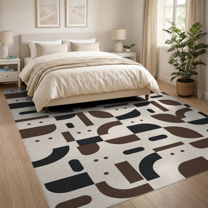 Brown Geometric Modern Brown and Tan Area Rug
