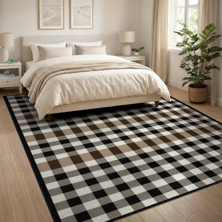 Black White Checkered Area Rug