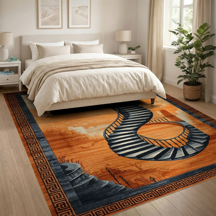 Orange Spiral Staircase Area Rug