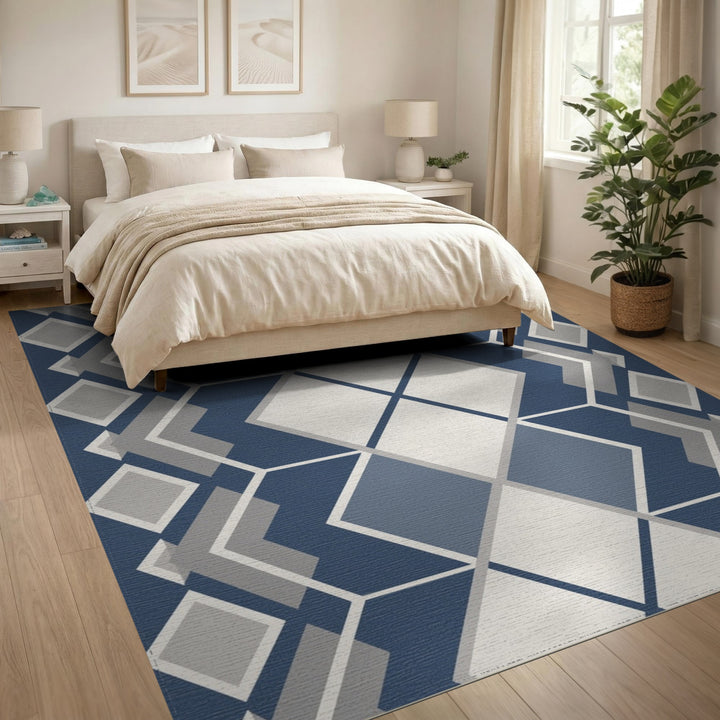Geometric Modern Blue Geometric Diamond Area Rug