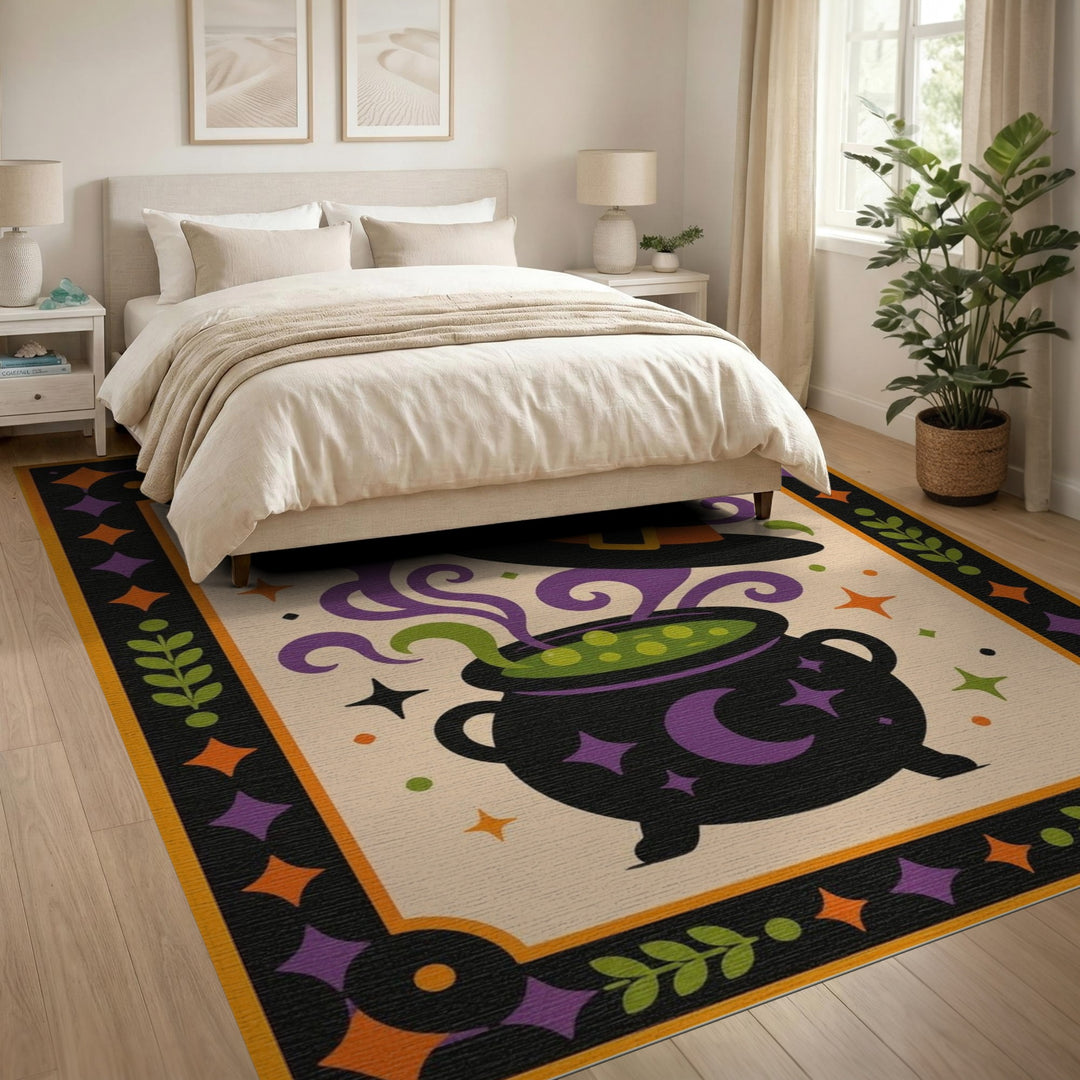 Witch Cauldron Purple Magic Area Rug