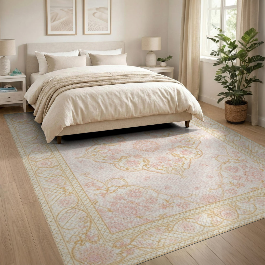 Medallion Pink Blush Pink Floral Medallion Area Rug
