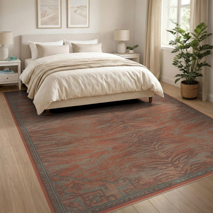 Distressed Vintage Red Distressed Abstract Area Rug