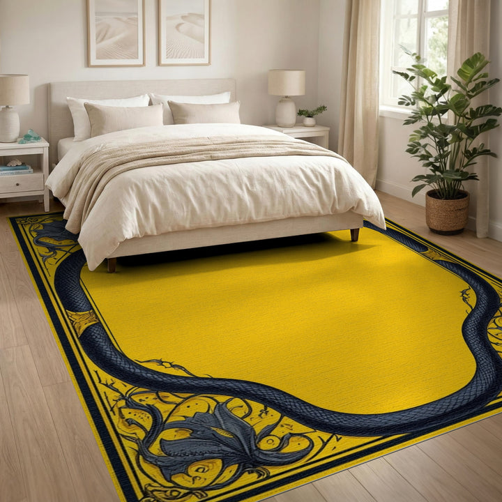 Black Serpent Yellow Area Rug