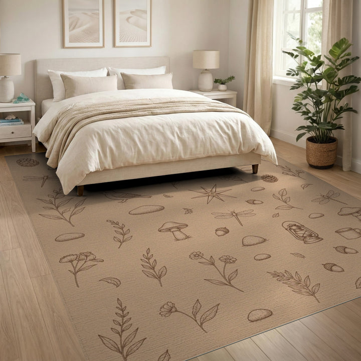 Beige Vintage Botanical Area Rug