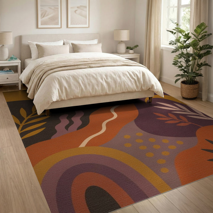 ODIKA Abstract Orange Leaf Area Rug