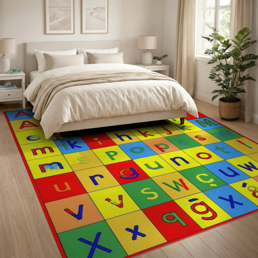 Multi-color and Patterns Colorful Alphabet Kids Area Rug