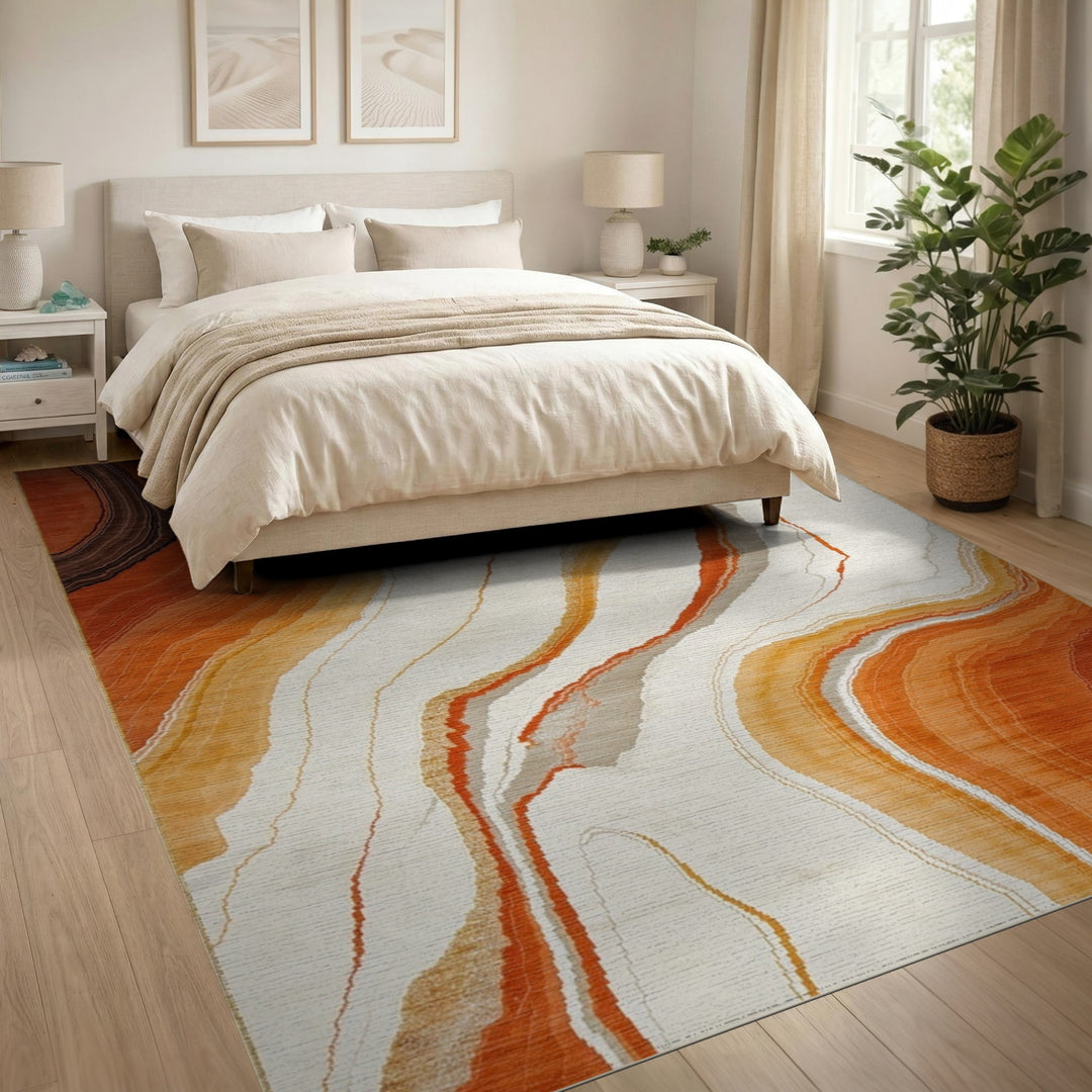 Orange Agate Swirl Area Rug