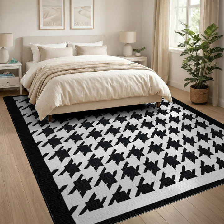 Black White Geometric Area Rug