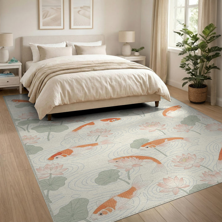 Koi Lotus Floral Area Rug