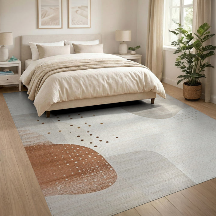 Abstract Neutral Area Rug in Beige and Brown