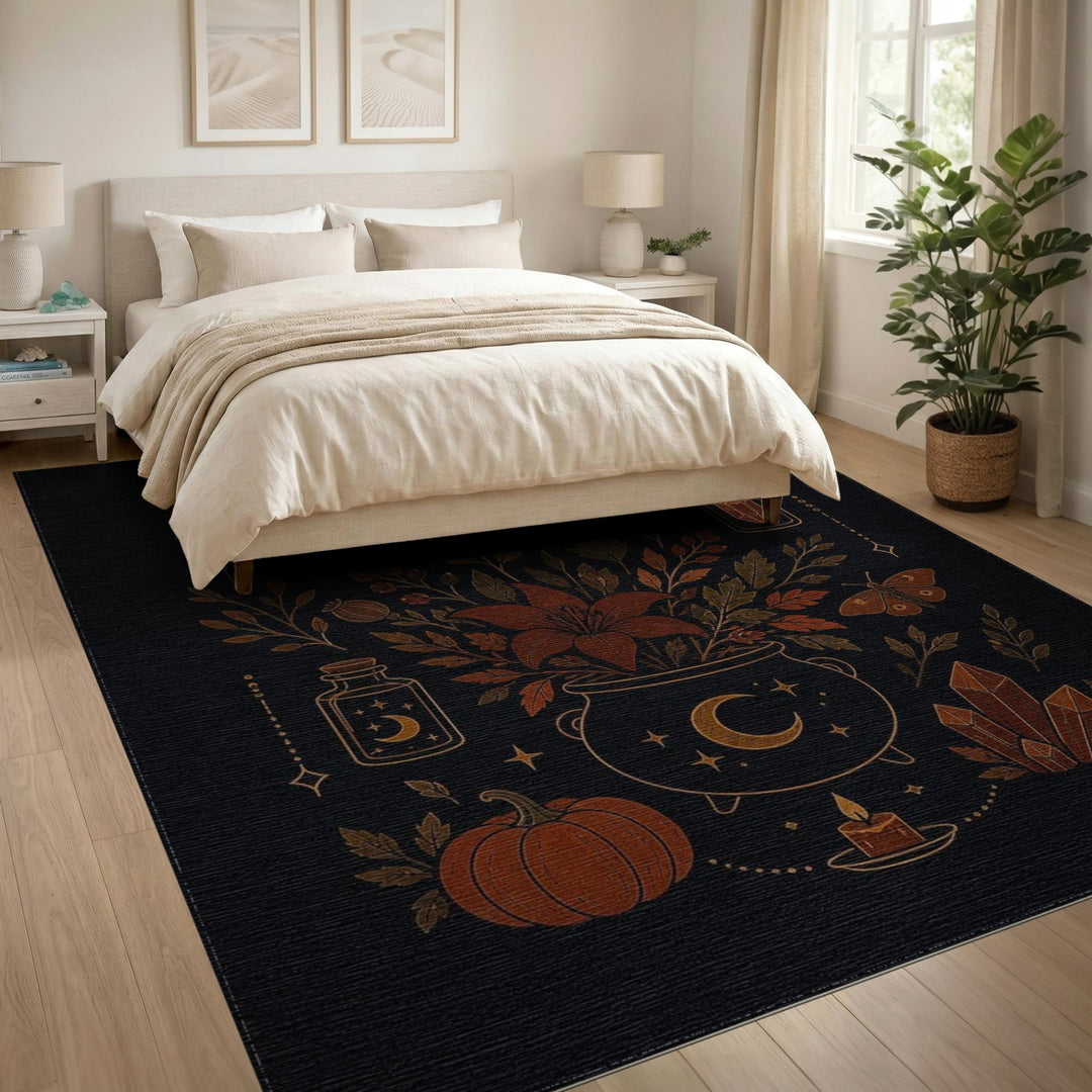 Brown and Tan Mystic Cauldron Floral Area Rug