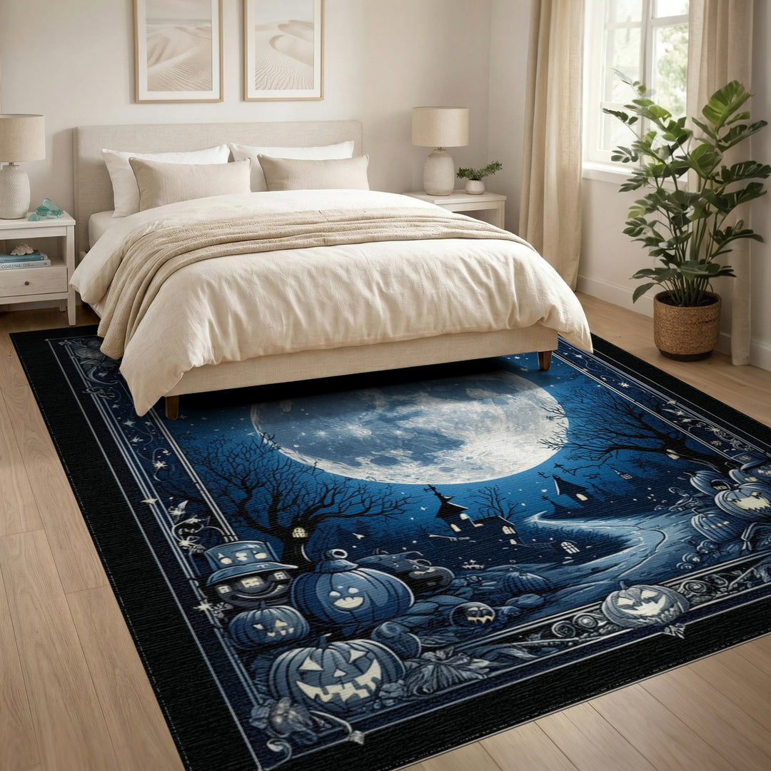 Moonlit Pumpkin Halloween Area Rug