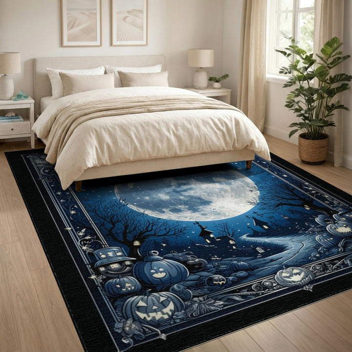 Moonlit Pumpkin Halloween Area Rug