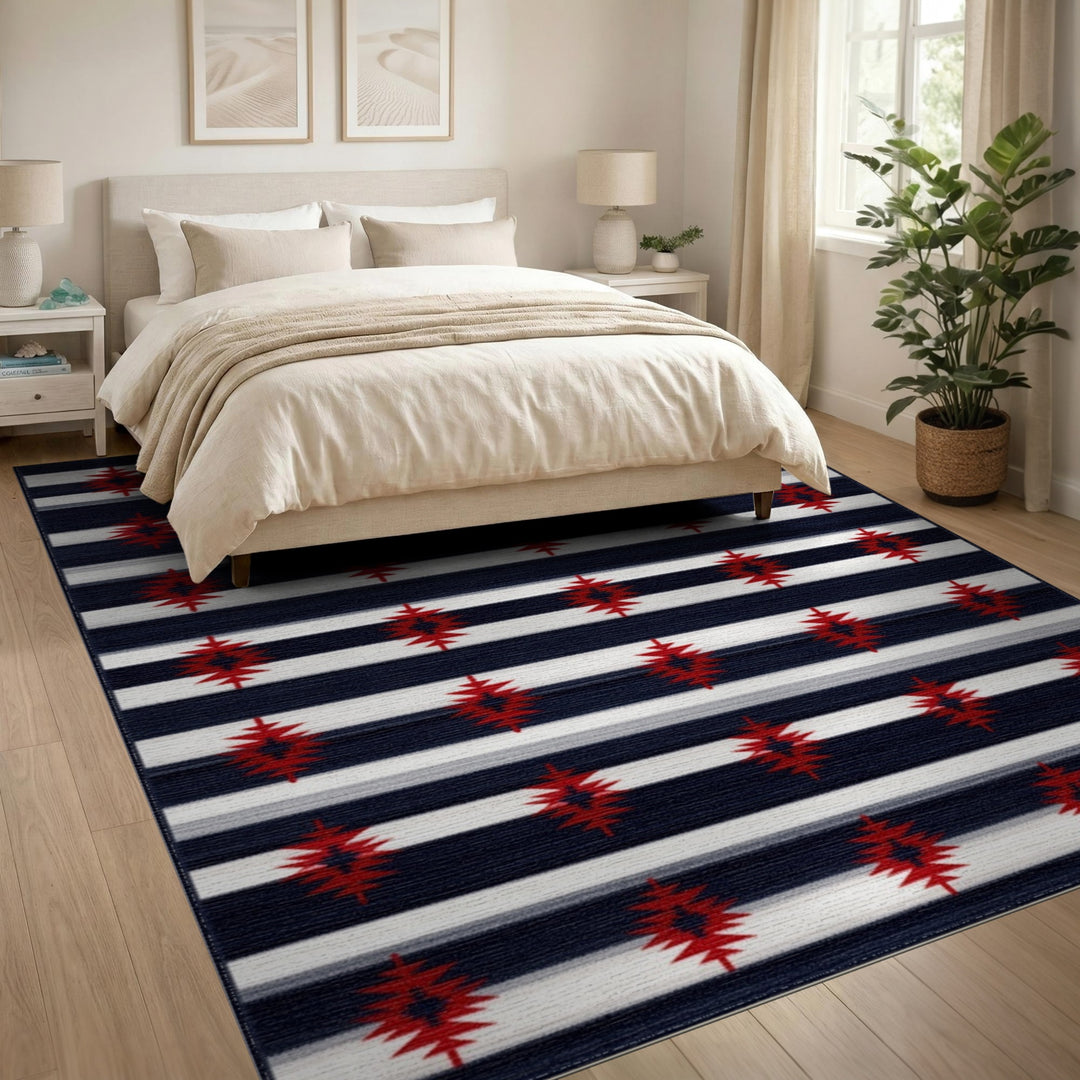 Red Star Southwestern Striped Area Rug
