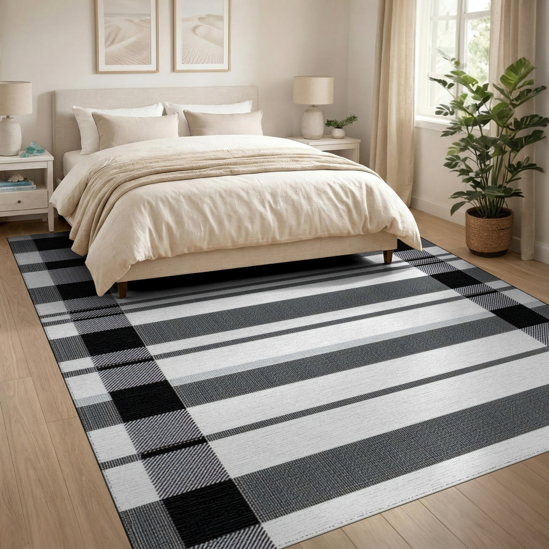 Black and White Black and White Buffalo Check Area Rug