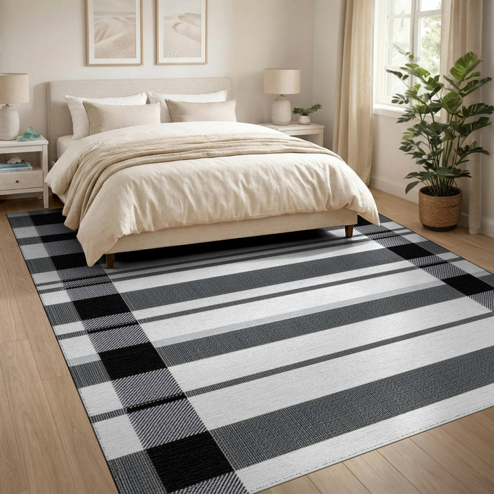 Black and White Black and White Buffalo Check Area Rug