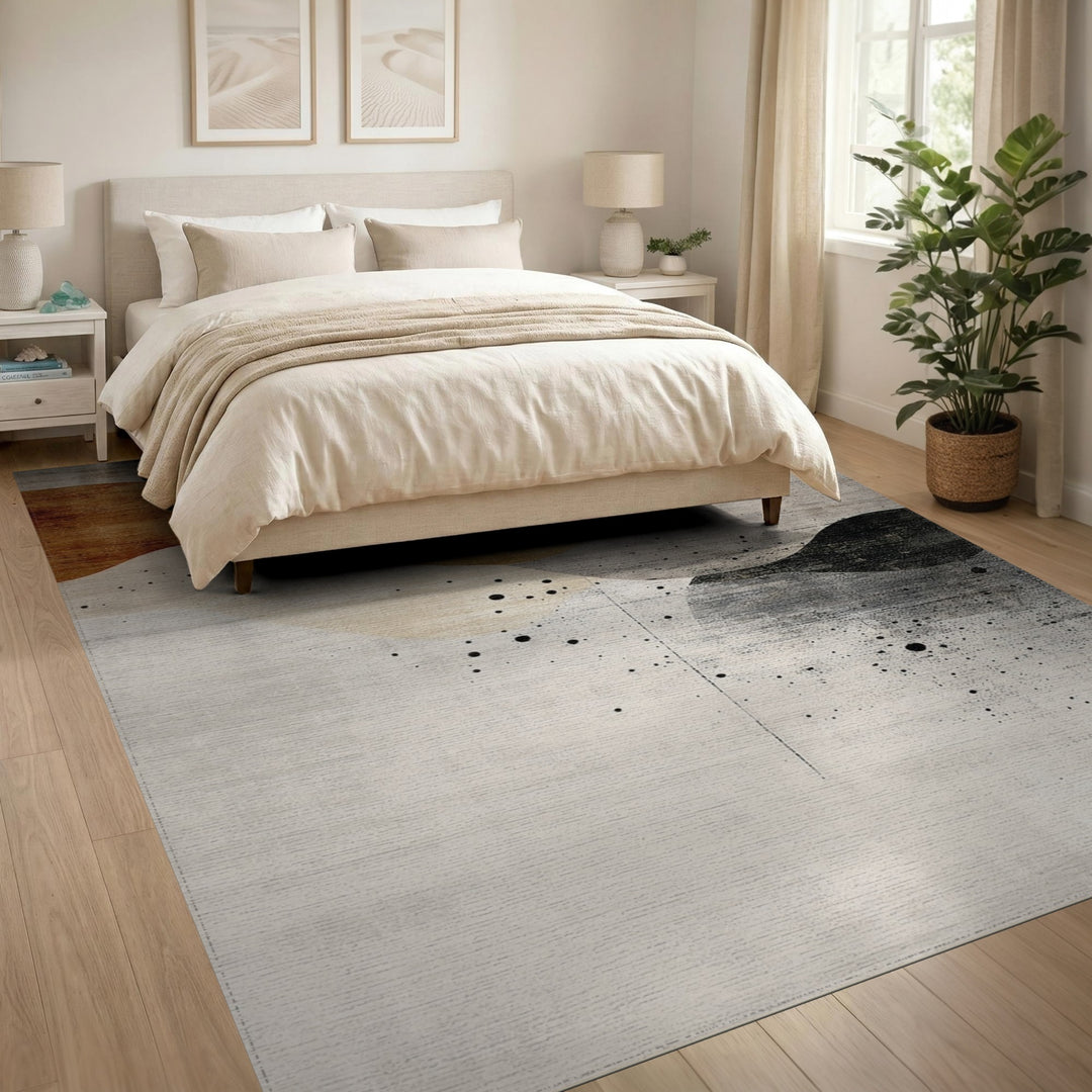 Abstract Brown Tan Area Rug