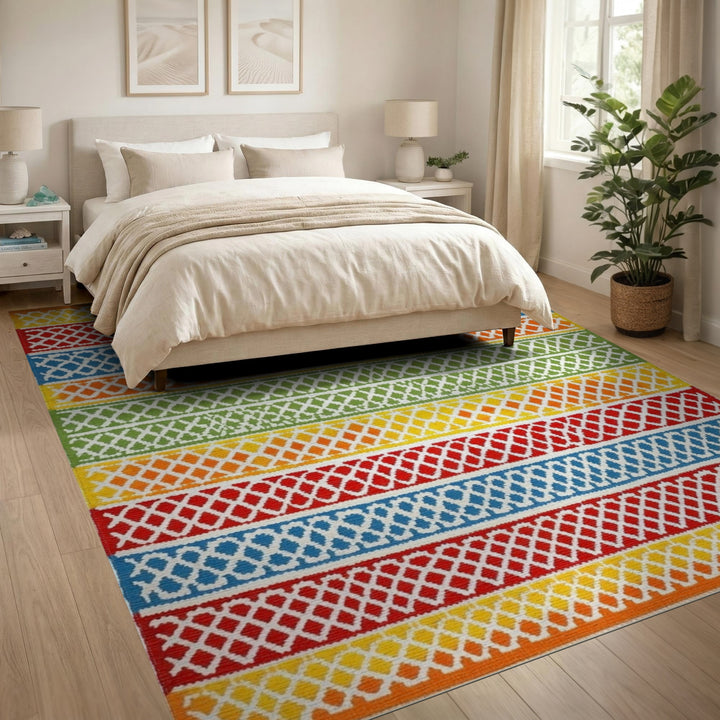 Vibrant Multi-Color Lattice Area Rug
