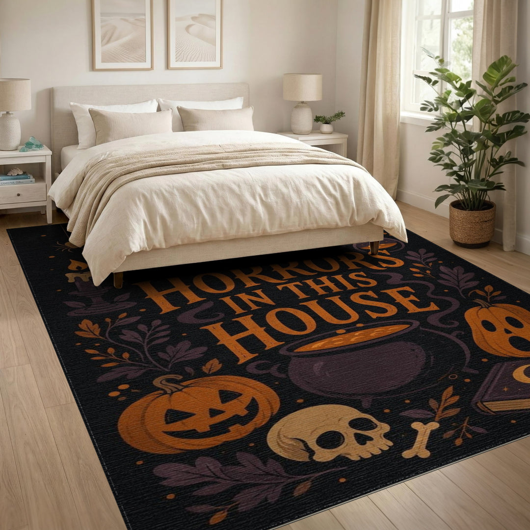 Horrors In This House Halloween Area Rug