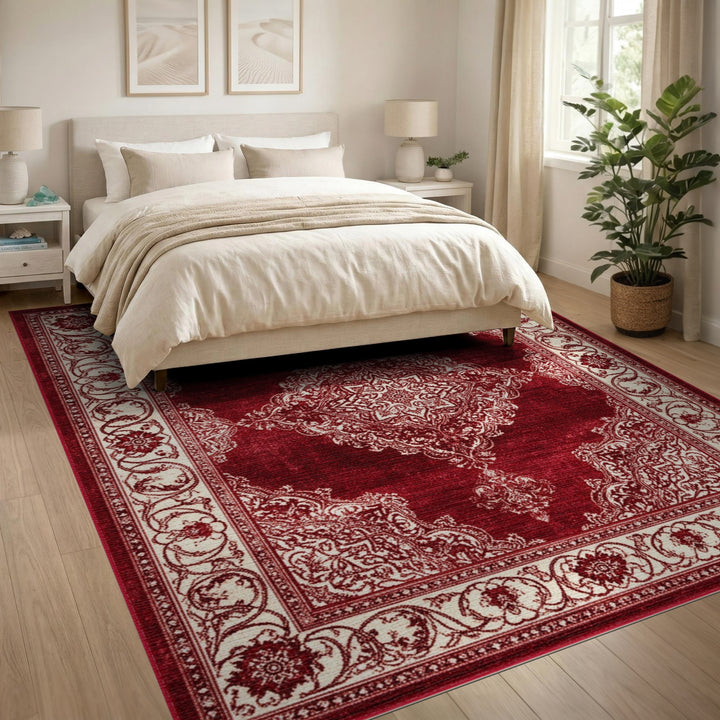 Red Persian Medallion Area Rug