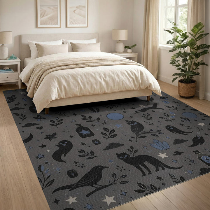 Grey Magical Creatures Washable Area Rug