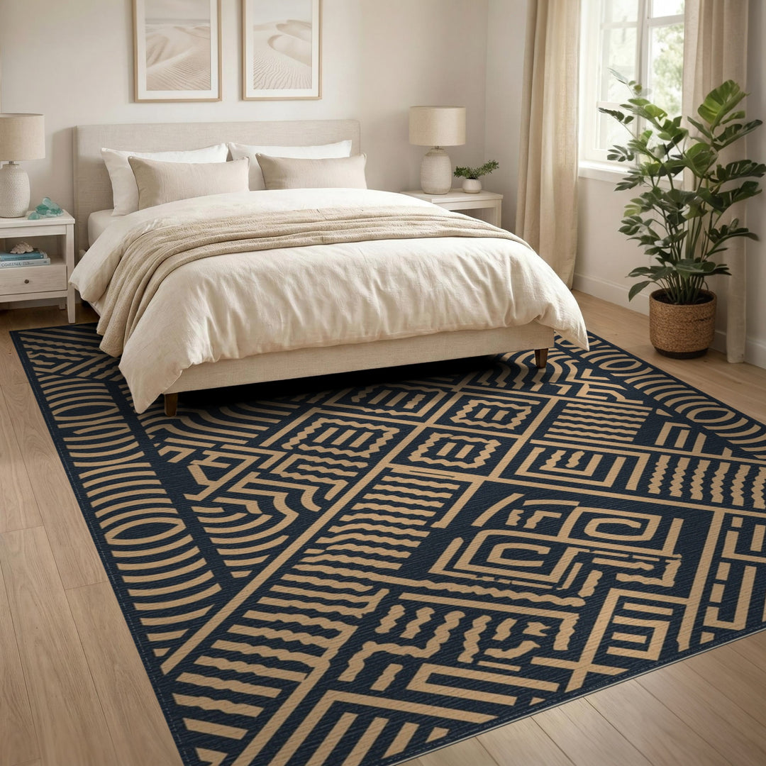 Brown and Tan Geometric Modern Area Rug