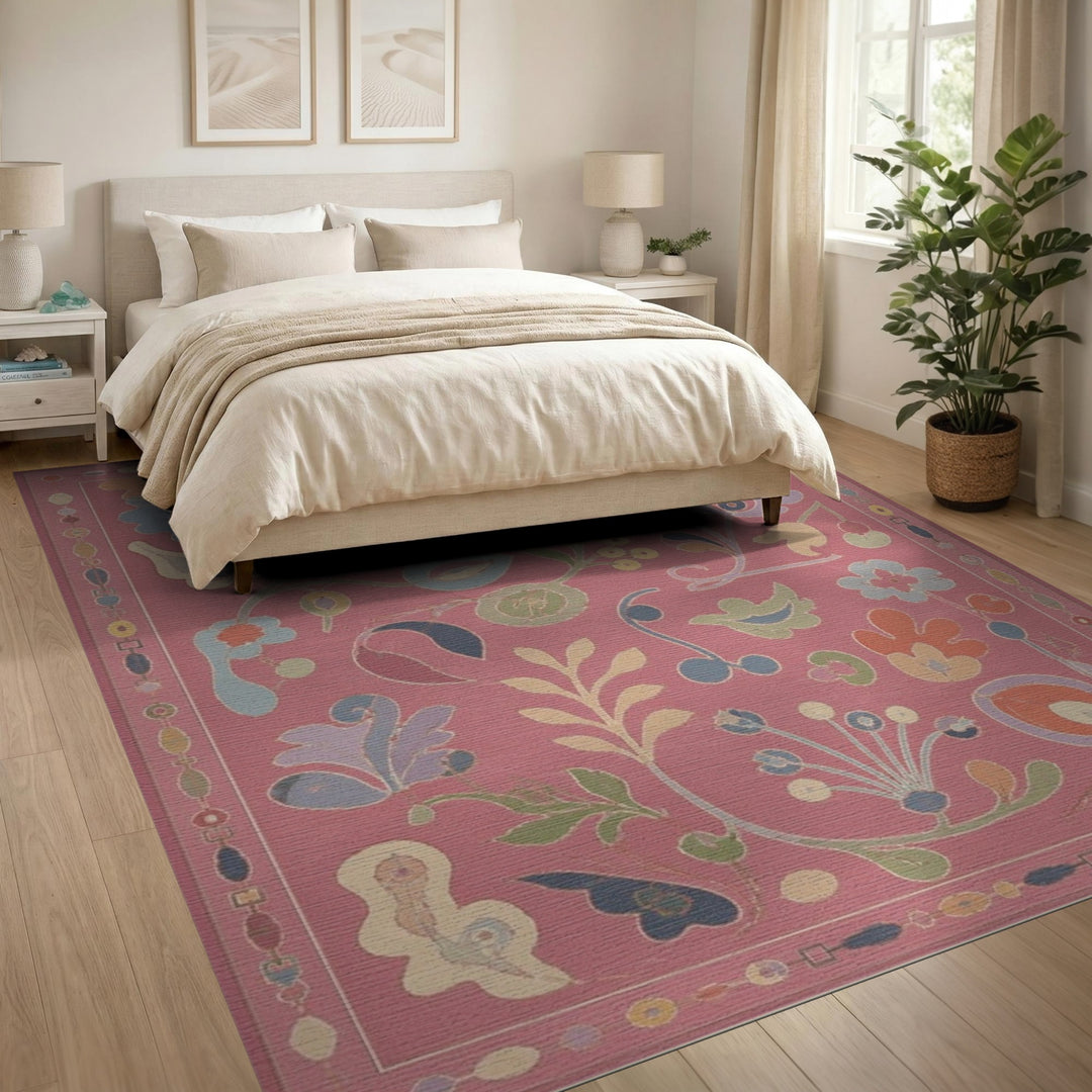Pink Floral Vintage Area Rug