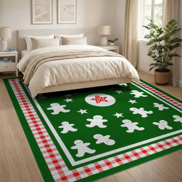 Green Gingerbread Men Kids Area Rug