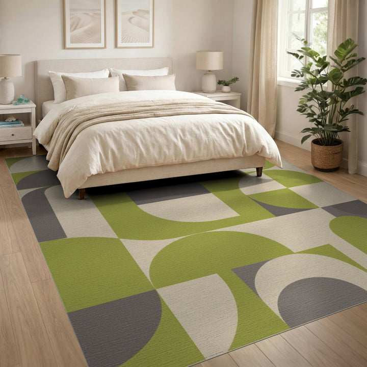 Green Geometric Arch Geometric Modern Area Rug