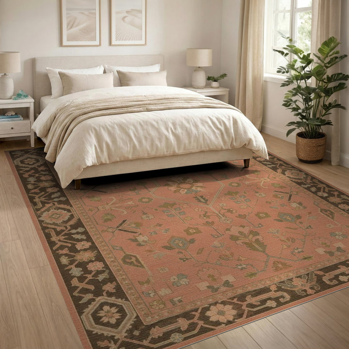 Pink Floral Vintage Persian Area Rug