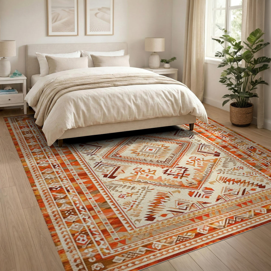 Orange Southwestern Geometric Area Rug