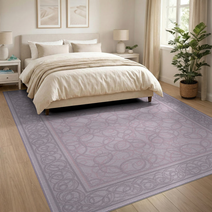Purple Scrollwork Area Rug