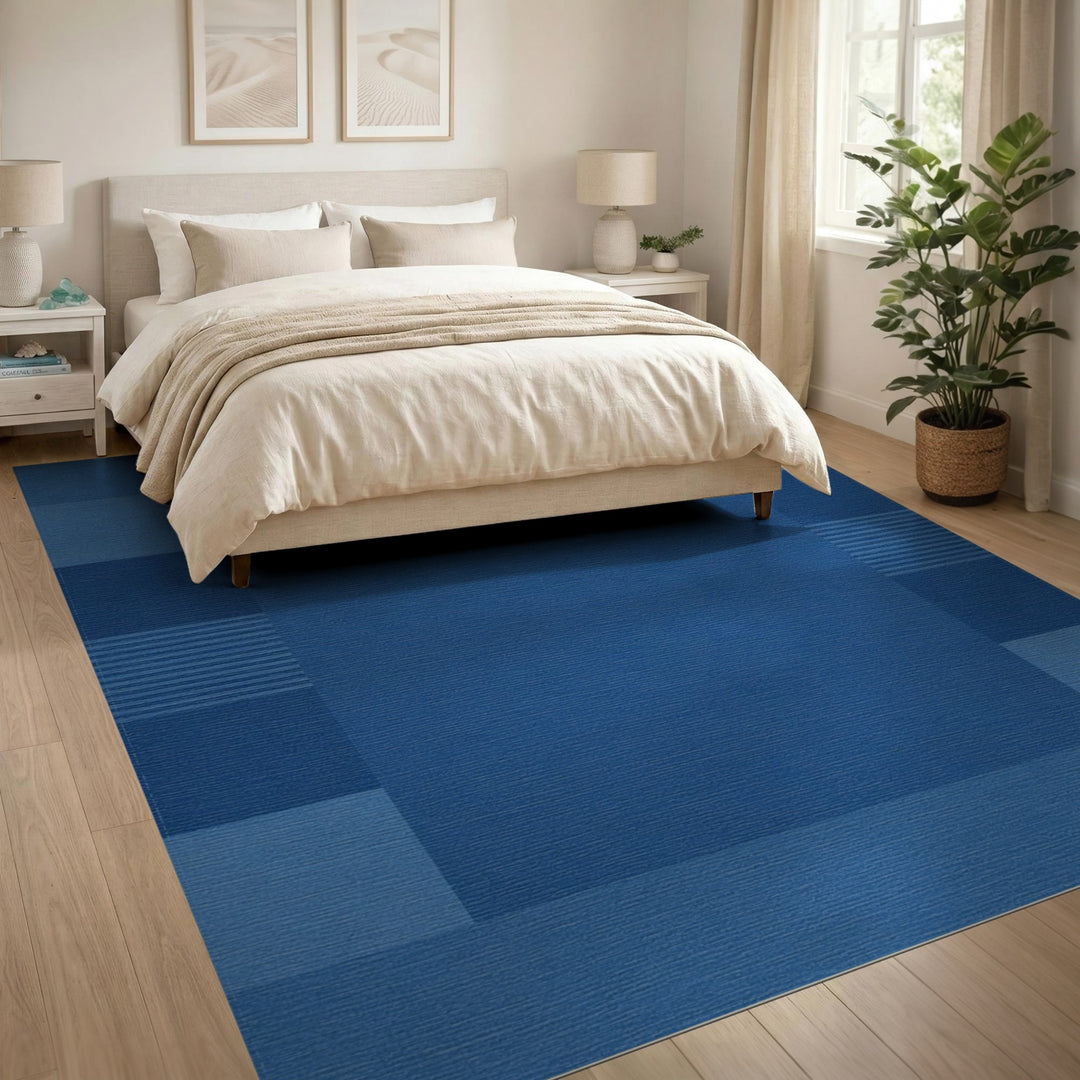 Blue Geometric Modern Area Rug