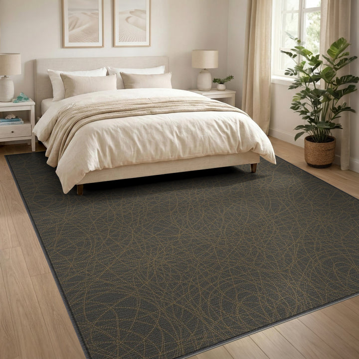 Gold Overlapping Circles Area Rug