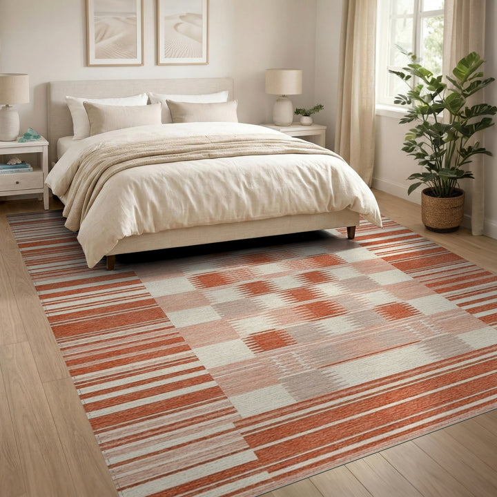 Red Southwestern Striped Area Rug