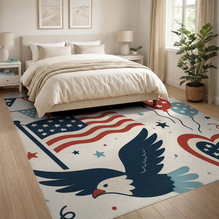 Patriotic Eagle American Flag Area Rug
