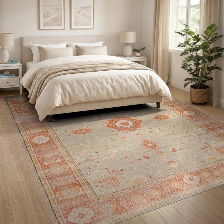 Orange Medallion Distressed Vintage Rug