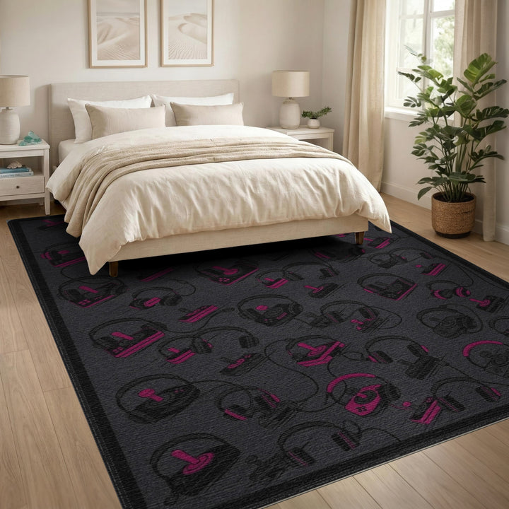 Pink Gaming Controllers Area Rug