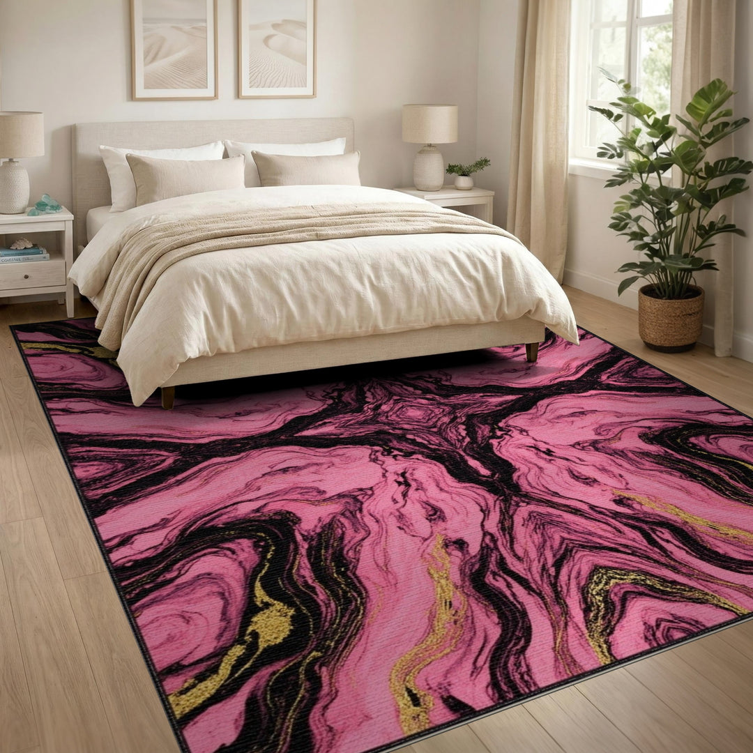 Pink Abstract Area Pink Abstract Marble Area Rug
