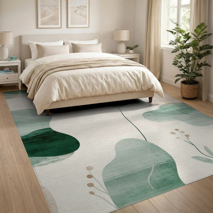 Green Abstract Area Green Abstract Leaf Area Rug