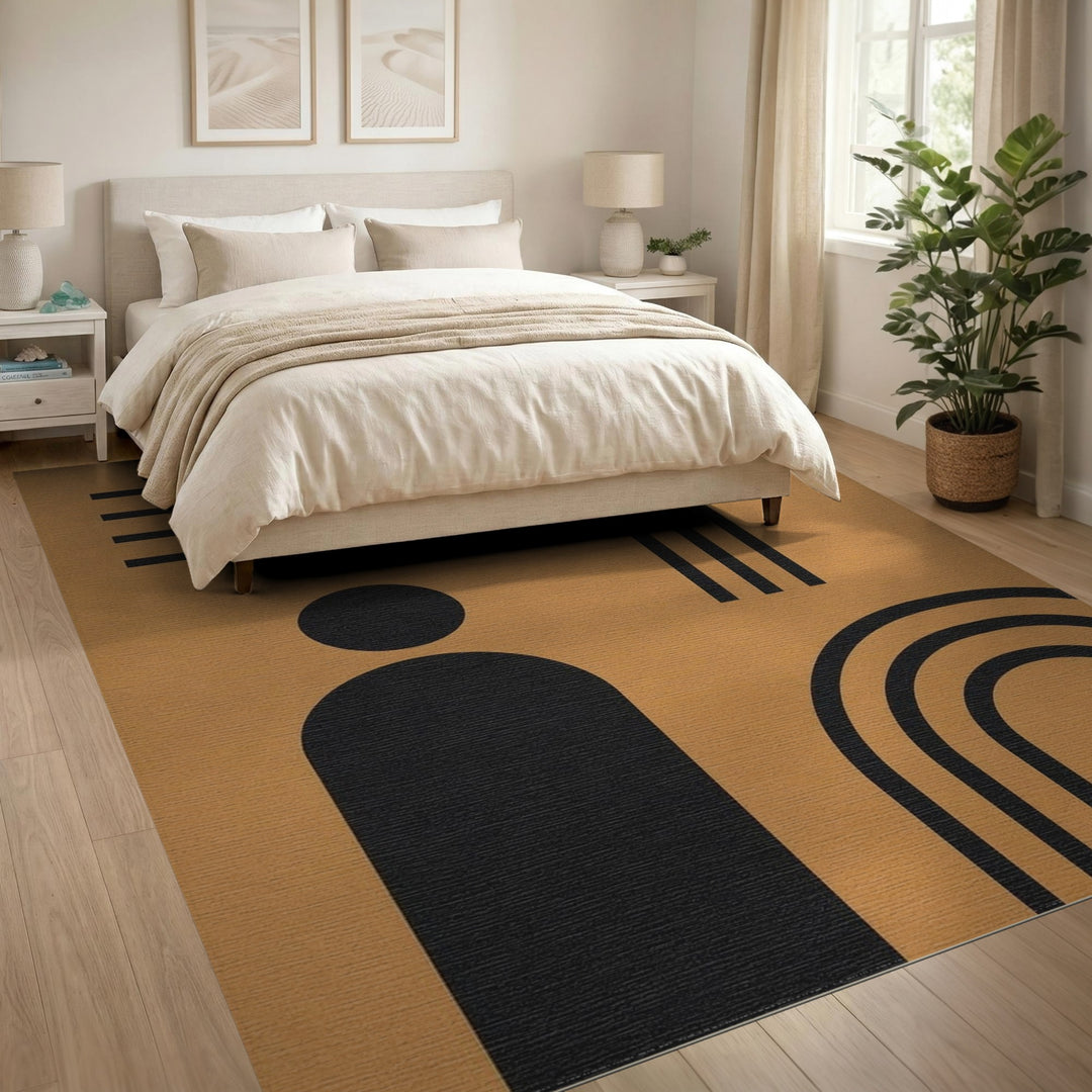 Geometric Arches Brown Tan Area Rug
