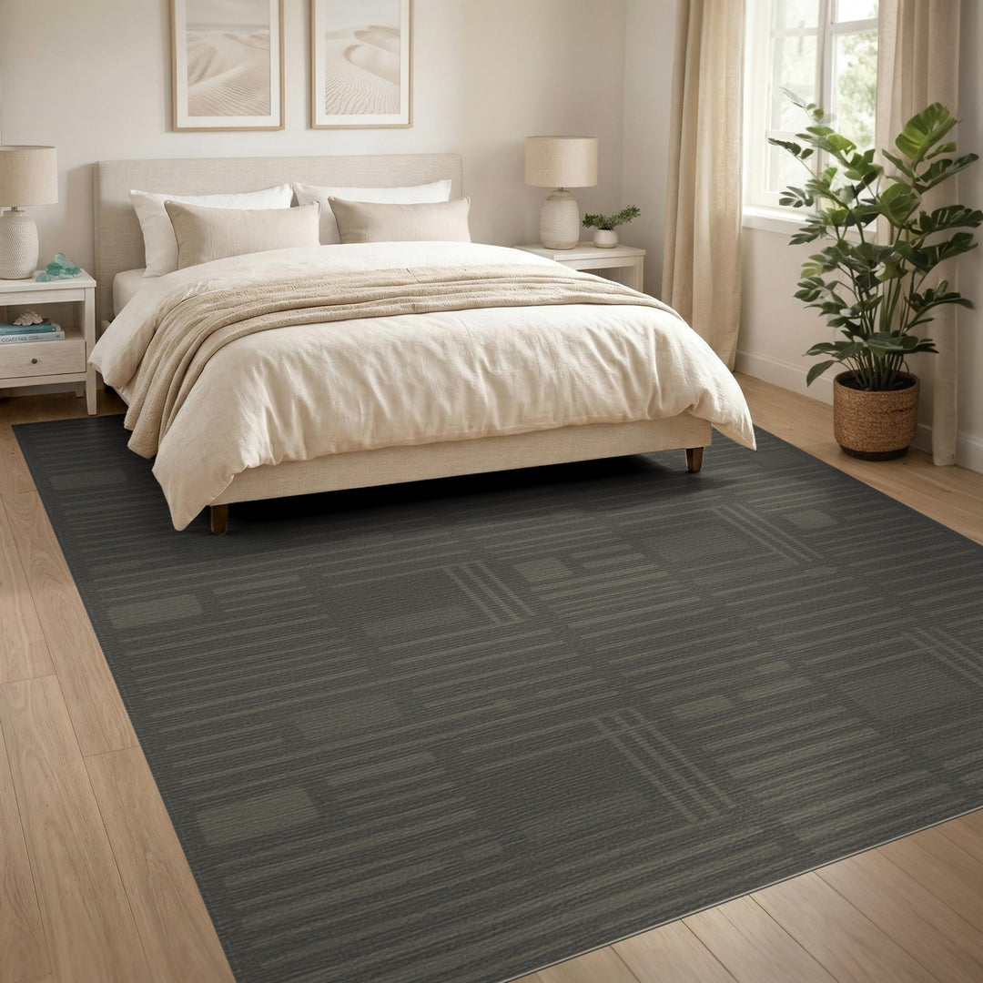 Geometric Modern Block Grey Geometric Block Area Rug
