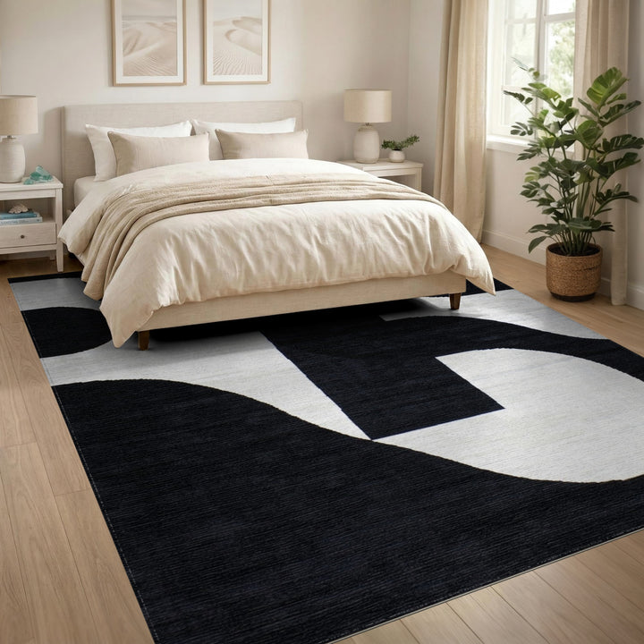 Geometric Modern Black and White Black White Bold Geometric Area Rug