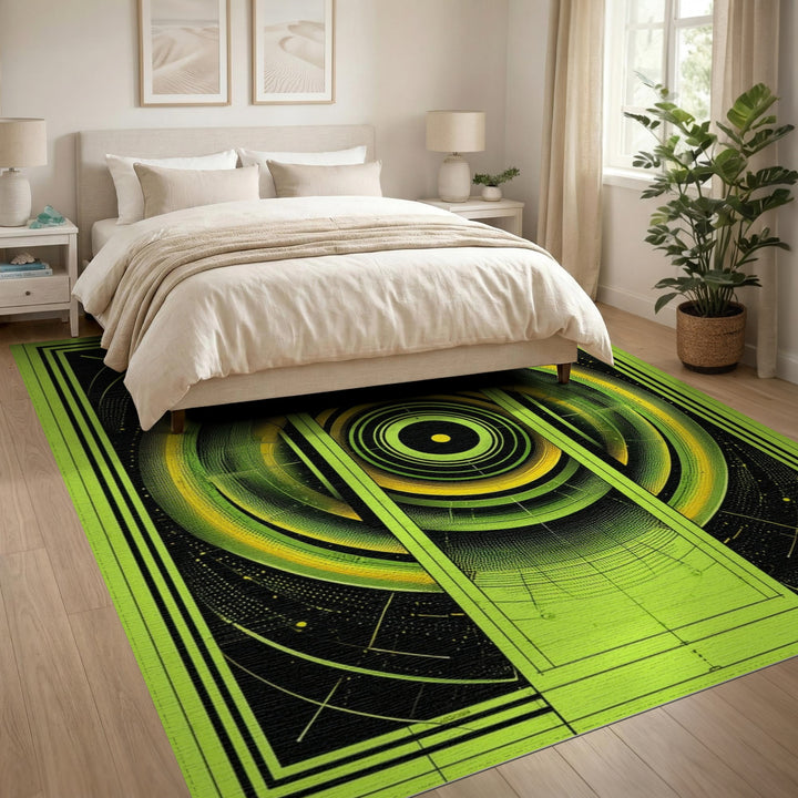 Green Geometric Orbit Area Rug