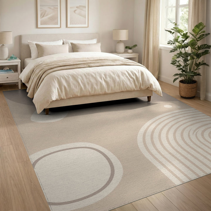 Beige Abstract Area Rug