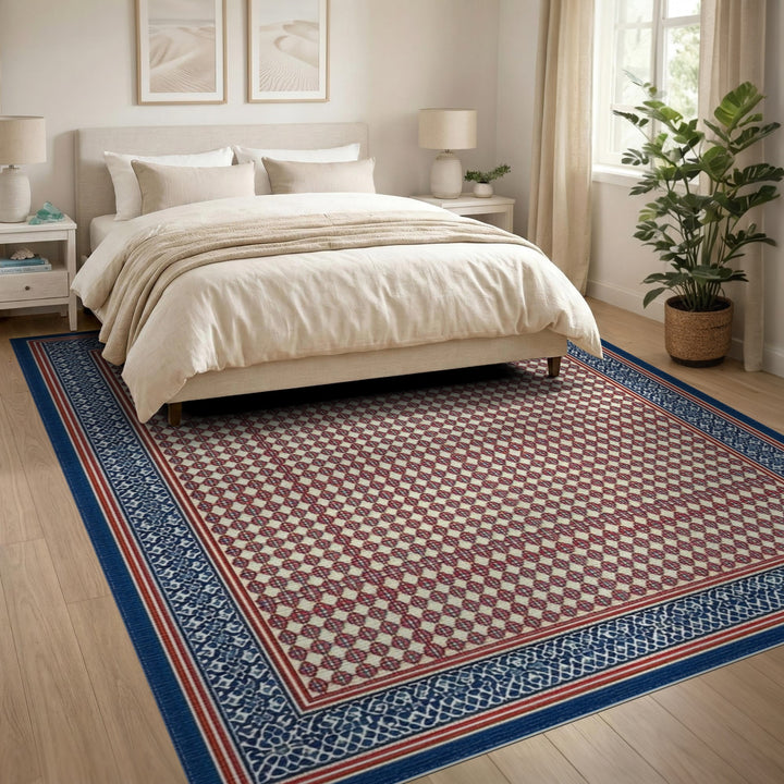 Multi-color and Patterns Navy Blue Geometric Dot Area Rug