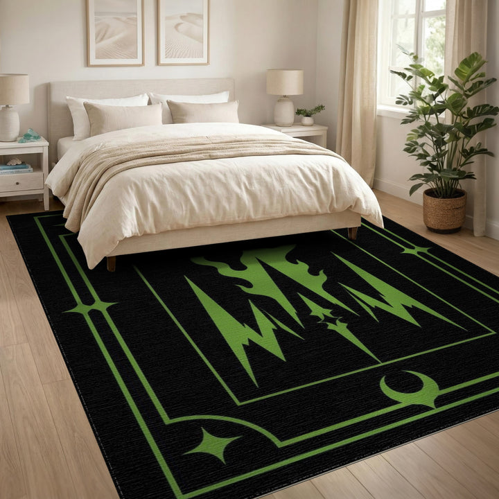 Green Flame Crest Area Rug