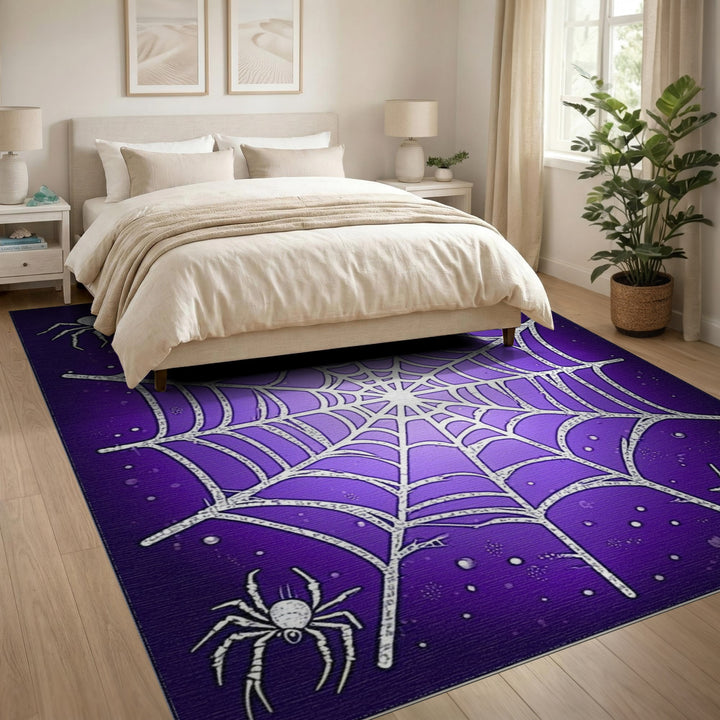 Geometric Modern Purple Spider Web Area Rug